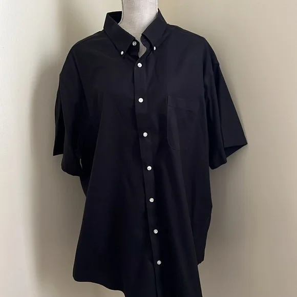 Roundtree & Yorke Black Casual Button Down Men Shirt - Picture 5 of 12